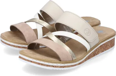 Produktbild von Rieker Damen Pantolette beige-metallic-rosé, Damen:39 EU