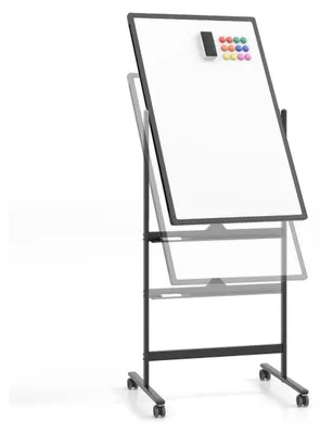 Produktbild von Doppelseitiges Mobiles Whiteboard mit Stiftablage & Zubehör für Schule Büro 60 x 90 cm Schwarz