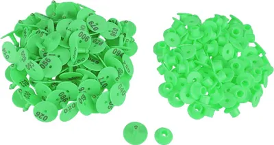 Zdjęcie produktu dla 1-100 numerów okrągłych plastikowych kolczyków dla kóz, owiec, świń (zielone)
