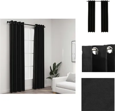 Image de vidaXL Rideaux occultants aspect lin 2 pcs. Anthracite 140x225 cm - Rideaux et voilages