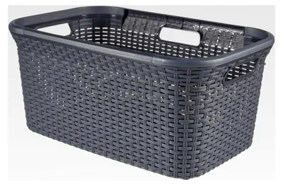Produktbild von Wäschekorb aus 70% Recyclingmaterial, Rattanlook, 45L, anthrazit