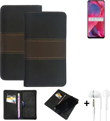 Produktbild von K-S-Trade Handyhülle + Kopfhörer kompatibel mit Oppo A74 5G Schutzhülle Walletcase Bookstyle Tasche Schutz Case Hülle Wallet Cover Kunstleder