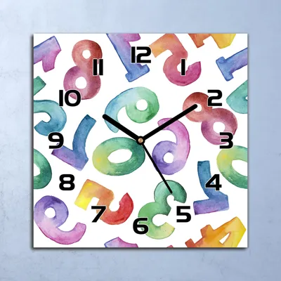 Produktbild von Wanduhr Echt-Glas-Küchenuhr Bunte Ziffern Quarz Lautlos 30x30 Deko Bilder