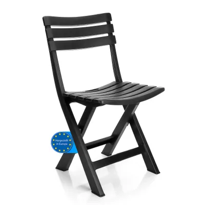 Produktbild von BigDean Gartenstuhl klappbar aus wetterfestem & robustem Kunststoff in Anthrazit – Klappstuhl ideal für Garten und Balkon – Balkonstuhl Italy