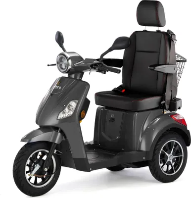 Produktbild von Veleco Draco Elektromobil - Kapitänssitz mit hoher Rückenlehne - 800W - Alarm - Fernbedienung - Seniorenmobil - 3-Rad Mobilitätsroller (Grau)