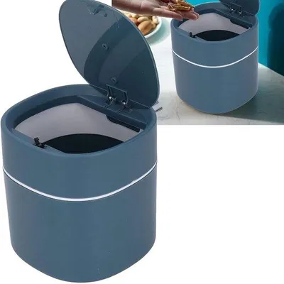 Produktbild von Kunststoff-Tischmüllbehälter - blauw - 13,5*13,5*14cm - Deckel - ohne Müllsack