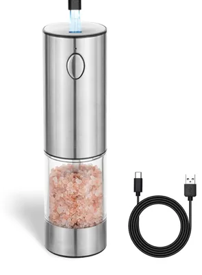 Elektrische Salz- und Pfeffermühle, Edelstahl, USB-ladbar, 95 ml