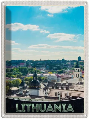 Produktbild von vianmo Blechschild 40x30 cm Aussicht auf LitauenStadttour Bildmotiv Reisemotiv Abenteuer Reisen Straße Stadt Urlaub