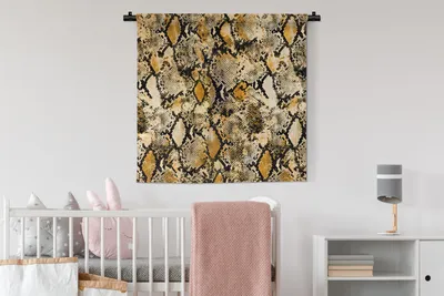 Produktbild von MuchoWow® Wandteppich Wandbehang Tiermuster - Gold - Schlange 90x90 cm Tapisserie Dekoration Wandtuch - Wandaufhänger