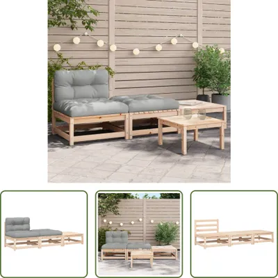 Immagine prodotto di Divano da giardino senza braccioli con cuscini e sgabelli The Living Store
