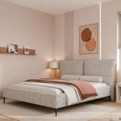 Produktbild von Polsterbett PROBE 140x200 Kaltbeige Webstoff mit Bettkasten & Lattenrost