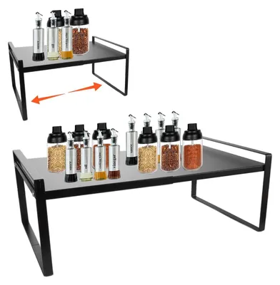 Produktbild von Erweiterbarer Küchenregal-Organizer mit 2 Ebenen, Schwarz