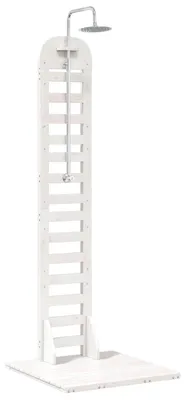 Image de Douche d'extérieur vidaXL 223 cm en bois de pin massif et acier inoxydable blanc