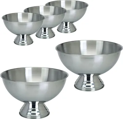 Produktbild von Sektkühler Edelstahl Champagnerschale Kühler Champagnerwanne - Wein Schale Getränkekühler Getränkewanne 40 cm silber, Menge:5 Stück