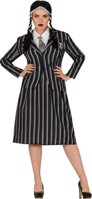 Produktbild von Halloween Film Streifen Kostüm Set Jacke Krawatte Gruselnacht, Größe: 44 - 46 (XL) Farbe: Schwarz