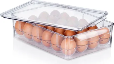 Produktbild von 24 Eierbehälter Eierkarton Küchenorganizer für Kühlschrank Verschließbar