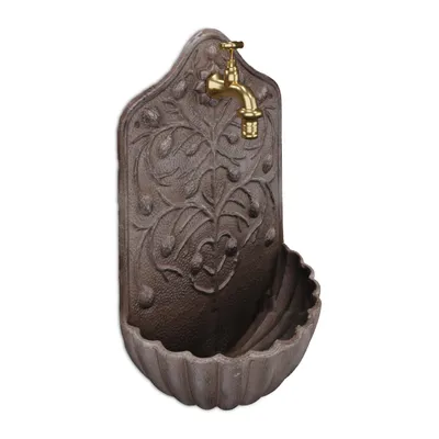 Immagine prodotto di Antica fontana a muro da esterno in ghisa marrone 40-x-24-x-15-cm decorazione da giardino