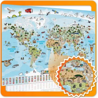 Obrázok produktu pre Detská mapa sveta XXL Plagát - nemčina