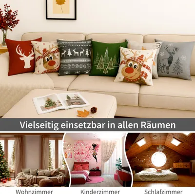 Weihnachts-Kissenbezug Mit Rosa Schneeflocken & Bäumen – 30x50 Cm, Dekokissen Für Sofa & Wohnzimmer