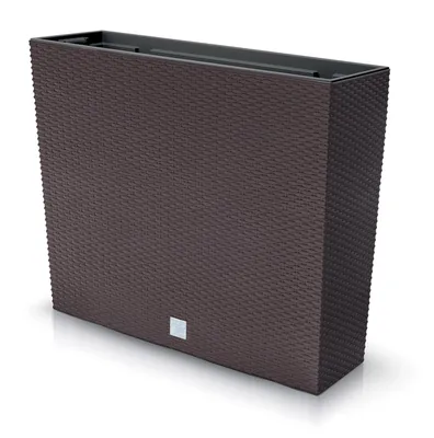 Produktbild von Ratanový kvetináč s vložkou tmavohnedý 58x18x50 cm Balkónový kvetináč Plastový