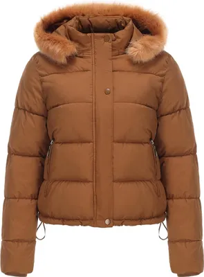 Produktbild von ASKSA Damen Daunenjacke Kurz Wintermantel Langarm Warm Gesteppte Outdoor Winterjacke, Kamel, 2XL