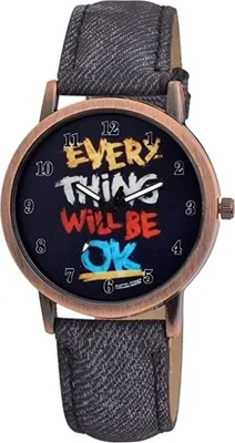 Produktbild von Analog Uniuhr Armbanduhr Textilband grau "Every Thing will be ok"