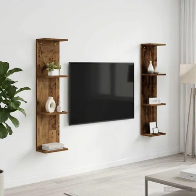 Zdjęcie produktu dla Maison Exclusive - Półki ścienne, 2 sztuki, wykonane z odzyskanego drewna, wymiary: 25 x 15 x 100 cm