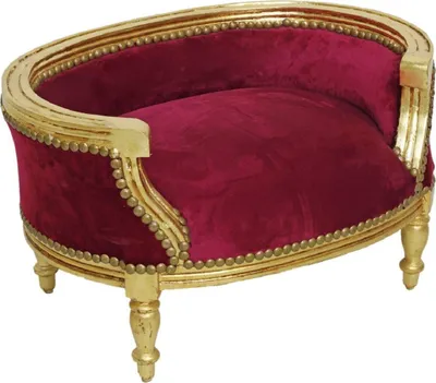 Produktbild von Casa Padrino Barock Hundebett & Katzenbett Bordeauxrot / Antik Gold - Handgefertigtes Hunde & Katzen Sofa im Barockstil - Barock Hunde & Katzen Möbel - Barock Tiermöbel