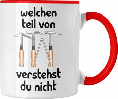 Produktbild von Trendation - Dachdecker Tasse Geschenk Lustiger Spruch Welchen Teil Von Verstehst Du Nicht Dachdecker Edition Becher Kaffeetasse (Rot)