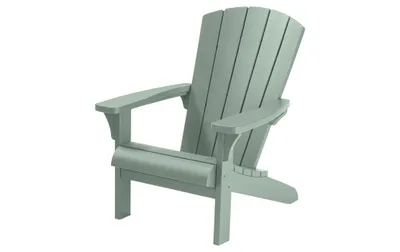 A single green Adirondack chair is shown against a white background.