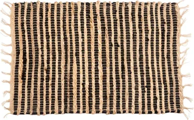 Produktbild von GIFTDECOR | Juteteppich - 60 x 90 cm - mit Fransen und Streifenmuster - Beige
