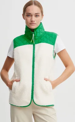 Produktbild von OXMO OXBetty Damen Weste Fleece Outdoor Weste hochwertiges Teddy Material Reißverschluss mit hochabschließendem Kragen Regular Fit