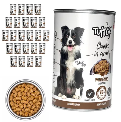 Produktbild von TufTuf | Hundenassfutter Wild - Nassfutter Hunde Set 24x415g Dose - Hundenahrung Dose fur Hund