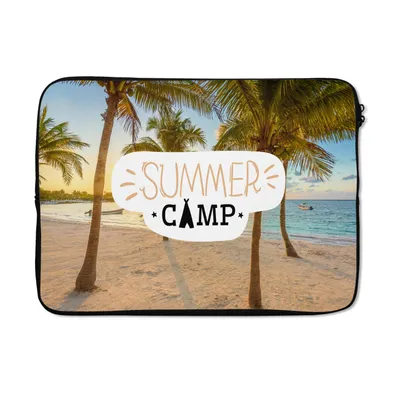 Produktbild von MuchoWow® Laptop Hülle 14 ZollSommer - Strand - Palme - Zitate Laptoptasche - Laptoptasche - Stoßsicher - Schutzhaube