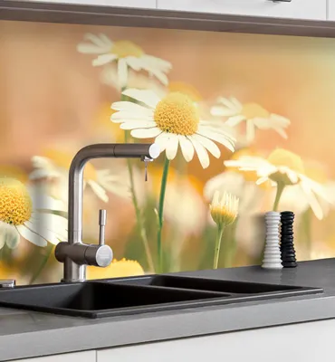 Produktbild von Küchenrückwand selbstklebend Blumenwiese Margeriten Spritzschutz Folie 340 x 60cm