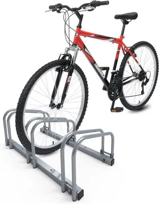 Produktbild von Drehschaltstander, für 3 Fahrräder, Boden- und Wandmontage, mehrfach einsetzbar, silber