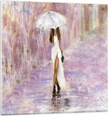 Produktbild von Bilder auf glas - Frau Regenschirm - 60x60cm - Glasbilder - Wandbilder - Kunstdruck - zum Aufhängen bereit - Wanddekoration aus Glas - Glas Bilder - Wandbild auf Glas - Einteilig - GAC60x60-3822