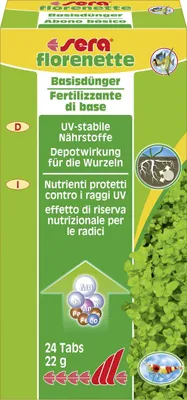 Produktbild von sera Florenette, Jede 2. Woche 1 Tabl. / 20 l dosieren. Die Tabletten werden in der Nähe der Pflanzenwurzeln ca. 1..., 22 g, 24 Stück(e), Deutschland
