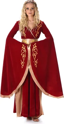 Produktbild von Fantasy Königin Mittelalter Damenkostüm rot-gold - M