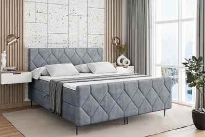 Produktbild von ALTDECOR Boxspringbett mit Schwarz Füßen, Matratze und Lattenrost, Topper, Fußteil, Polsterbett mit Bettkasten, Bett mit Stauraum H3-Matratze, Doppelbett - CATOR-FC-Z - 200x200 - Grau Casablanca