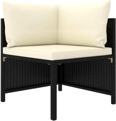 Immagine prodotto di divano da giardino a 4 posti con cuscini in poly rattan nero