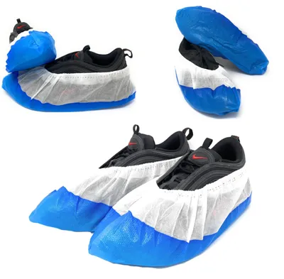 Überschuhe 100 Stück Einweg wasserdicht CPE+Vlies blau