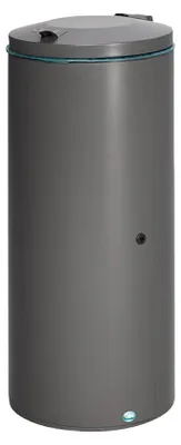 Produktbild von Abfallsammler mit Einflügeltür + Doppelbart-Schloss | 120 Liter, HxBxT 98x44x44cm | Verzinkter Stahl | Grau