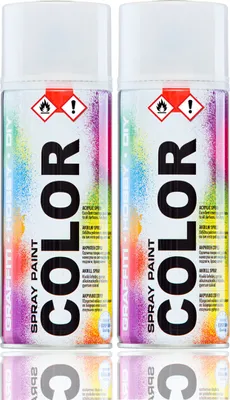 Produktbild von 2x Sprühlack Sprühfarbe Spraydose Acryllack DIY Lack Spray 400ml : RAL 9016 Matt Verkehrsweiß