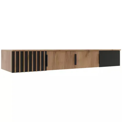 Produktbild von Sorento Schrankaufsatz - Craft Gold, Lamellen Schwarz - 200 x 61 x 30 cm