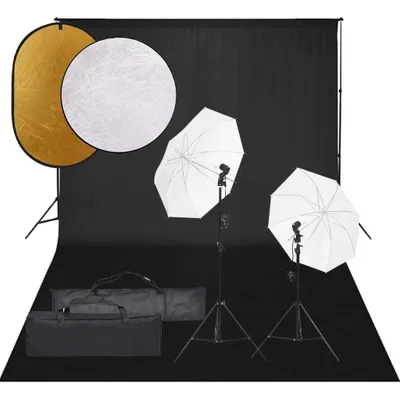Immagine prodotto di vidaXL Set da studio fotografico con illuminazione, sfondo e riflettore