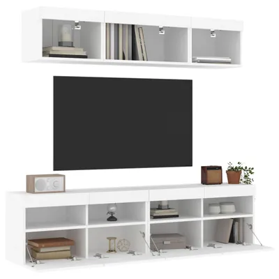Produktbild von 5-tlg. Wohnwand mit LED-Beleuchtung Weiß Holzwerkstoff 3216718