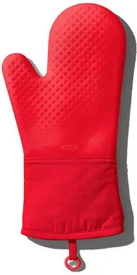 Produktbild von Unyqoos® OXO Silikon-Ofenhandschuh – hitzebeständig bis 230 °C, rutschfeste Diamantstruktur, groß mit Handgelenkschutz, stoffgefüttert & waschmaschinenfest