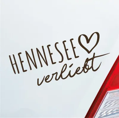 Produktbild von Auto Aufkleber Hennesee verliebt Herz See Sea Liebe Car 19x8 cm Braun Sticker Heckscheibenaufkleber