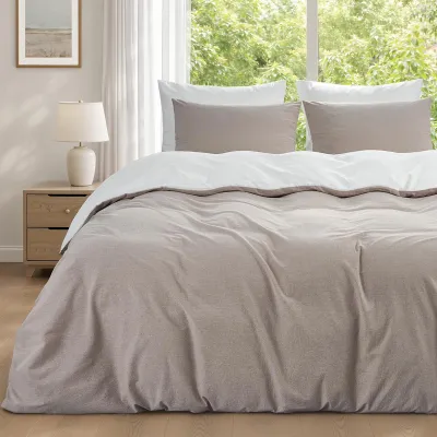 Obrázek produktu pro Sada tří kusů povlečení na peřinu, rozměr 240 x 220 cm, barva: lněná/bílá